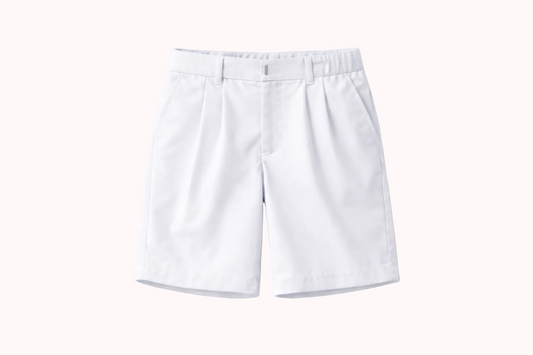 White shorts on a white background with 'US Uniform Selection' logo.